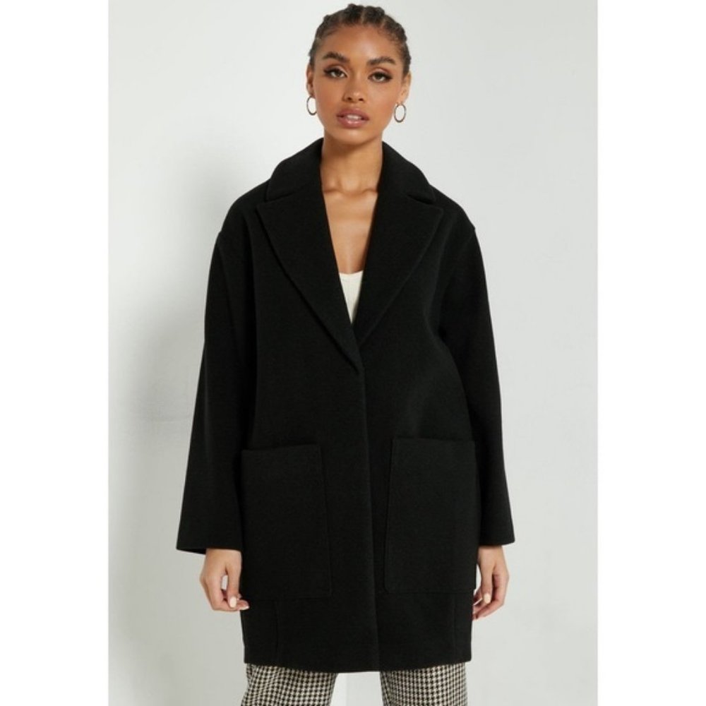 TOPSHOP Margo Oversized Coat - Black Sz 4 - NWT